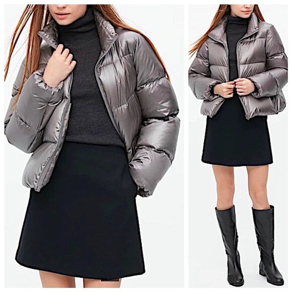 Uniqlo Ultra Light Down Shiny Puffer Jacket in Gray Size Large - Picture 1 of 12